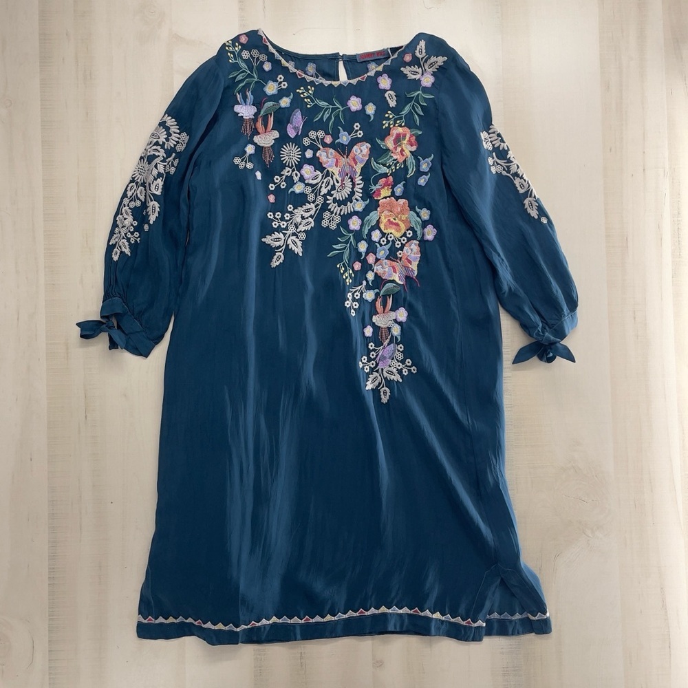 JOHNNY WAS Arva embroidered butterfly floral blue dress XS - Picture 3 of 8